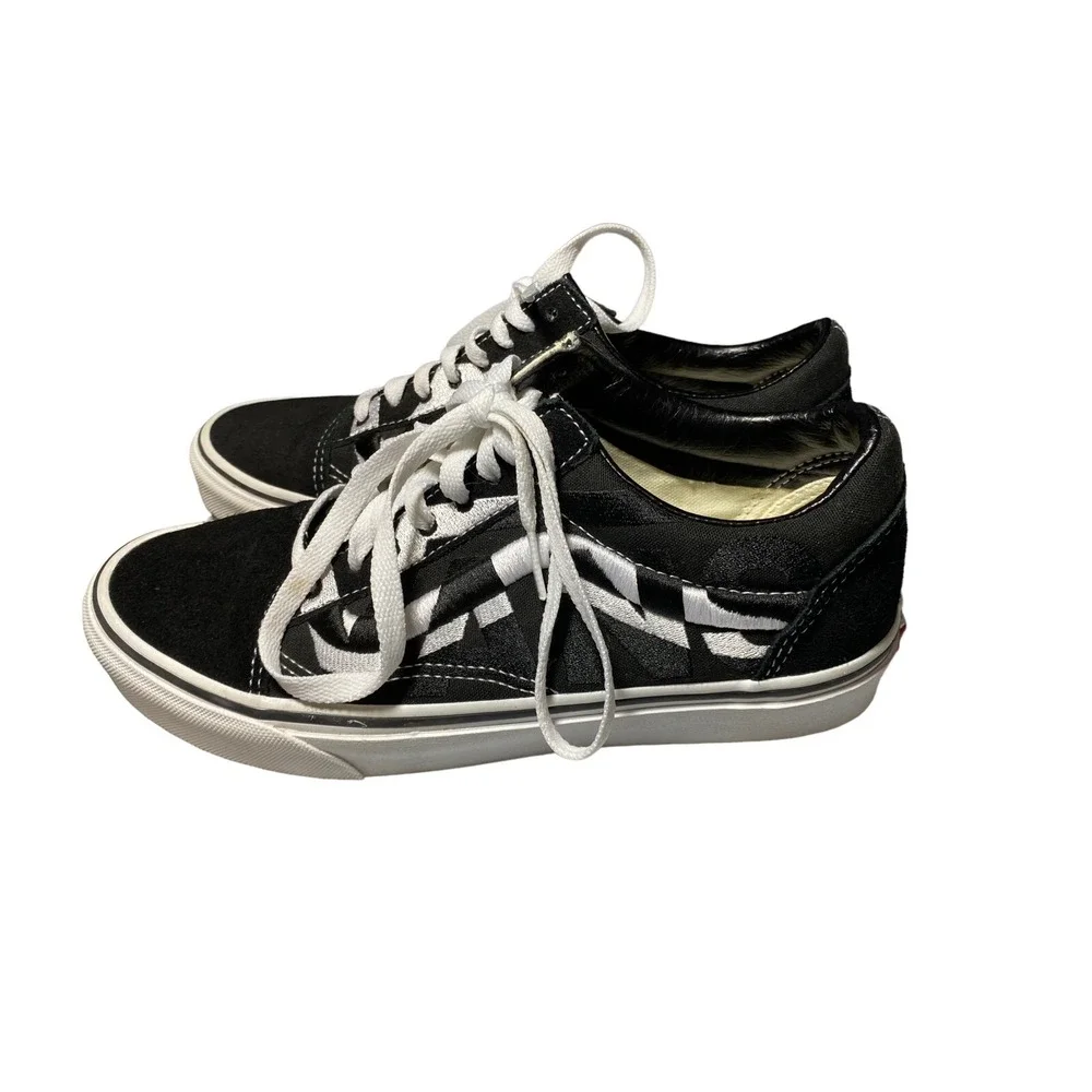 Vans Old Skool Classic Low Skate Shoes Black‎ White Mens Size 6.5 Women 8